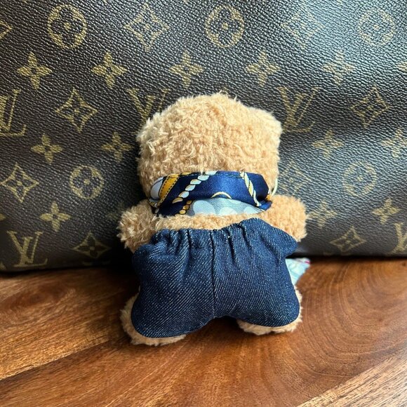 TEDDY BEAR TWILLY SCARF Bag Charm Tan Navy Red🧸 - Picture 6 of 6